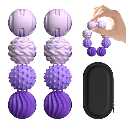 XYOFUN 8-Pack Silicone Magnetic Fidget Balls – Violet, Textured Stress Relief Toys for Office & Home