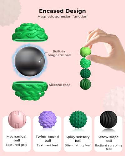 XYOFUN 8-Pack Silicone Magnetic Fidget Balls – Violet, Textured Stress Relief Toys for Office & Home