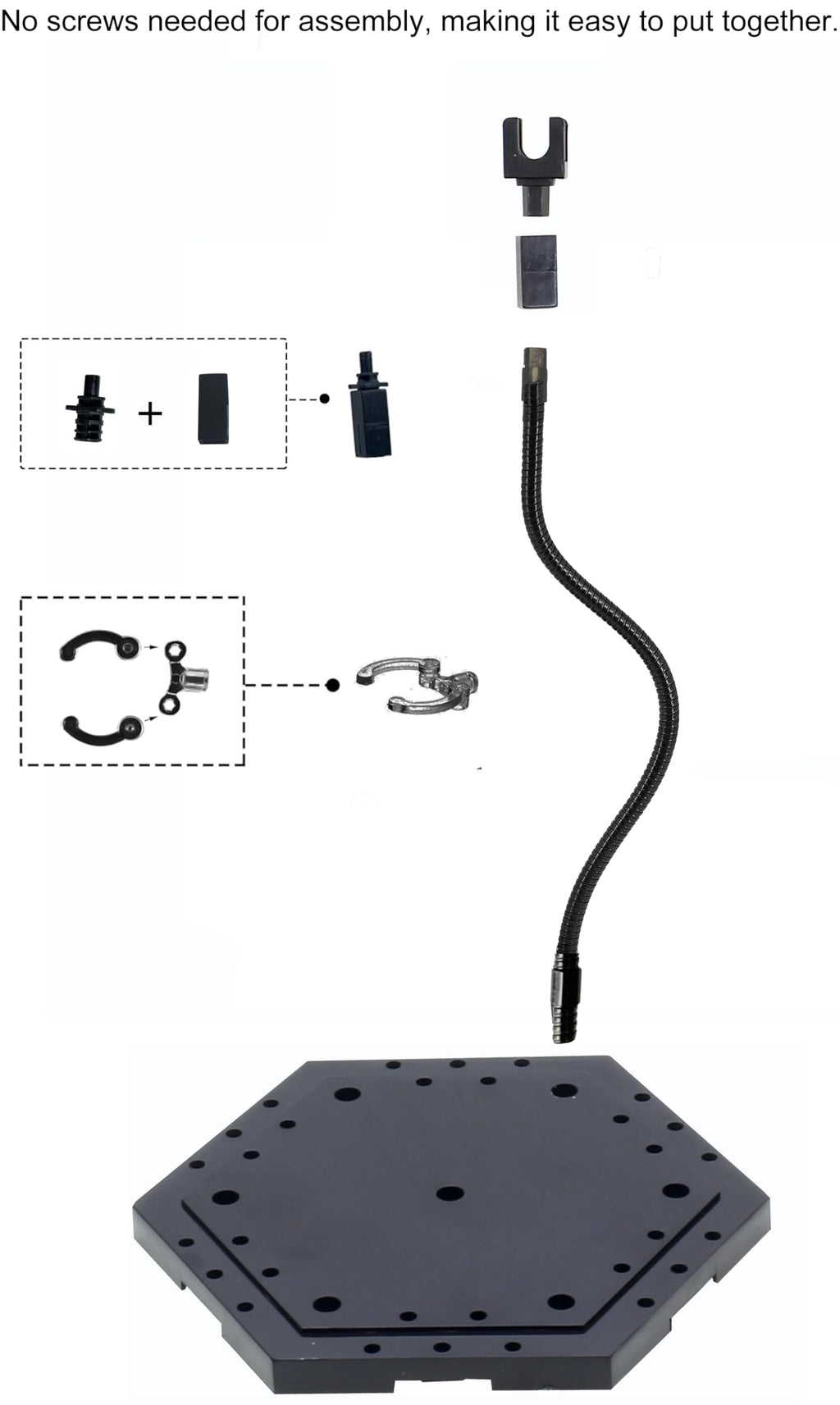 XyviLokit Hobby Action Base Model Stand for 1/144 Gundam and 6-Inch Figures – Screwless Assembly with Adjustable Metal Arm