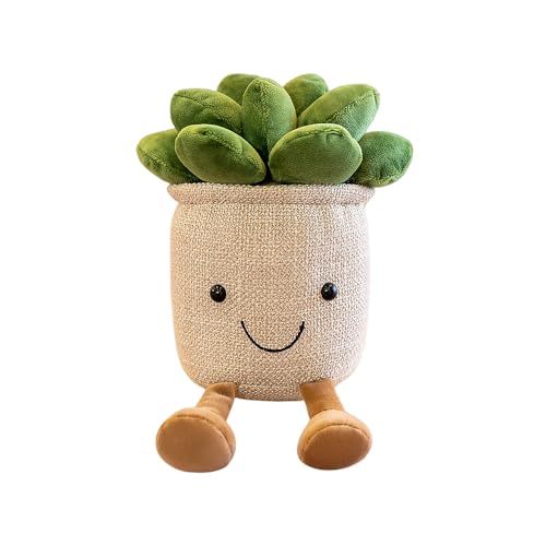 XZJMY Succulents Plush Pillow Decoration - Cute Linen Pot Plant Toy for Kids and Girls (Khaki)