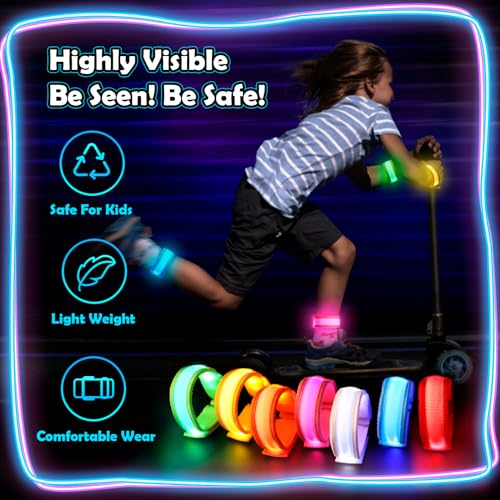YADIYA 7 Color LED Glow Bracelets – Adjustable Nylon Light Up Party Favors for Kids and Adults