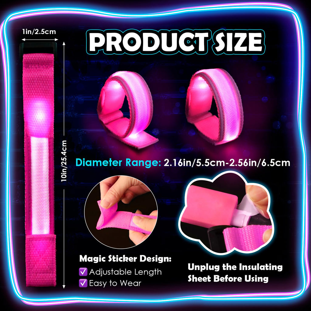 YADIYA 7 Color LED Glow Bracelets – Adjustable Nylon Light Up Party Favors for Kids and Adults