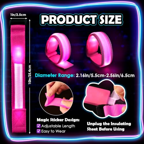 YADIYA 7 Color LED Glow Bracelets – Adjustable Nylon Light Up Party Favors for Kids and Adults
