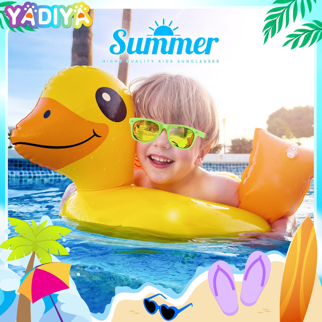 YADIYA Kids Sunglasses Bulk 12 Pack: Neon Retro Horn Rimmed UV 400 Protection