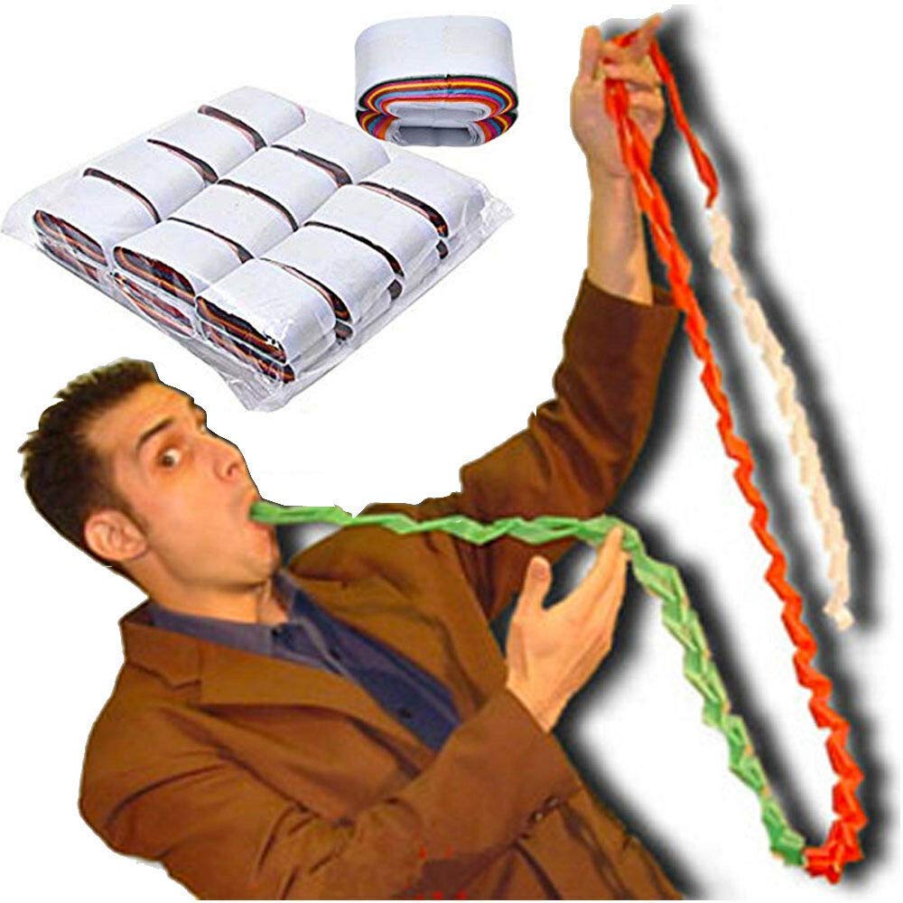 Yahpetes Mouth Coils - 12 Pack Multicolored Paper Streamers for Stage Magic Tricks