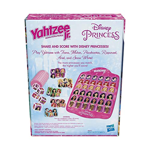 Yahtzee Jr. Disney Princess Board Game – Matching Dice Game for Kids Ages 4+ (2-4 Players)