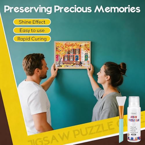 YAKAMOZ Jigsaw Puzzle Glue 120ml – Clear Water-Based Fast-Drying Adhesive with Sponge Applicator for 1000/1500/3000 Piece Puzzles