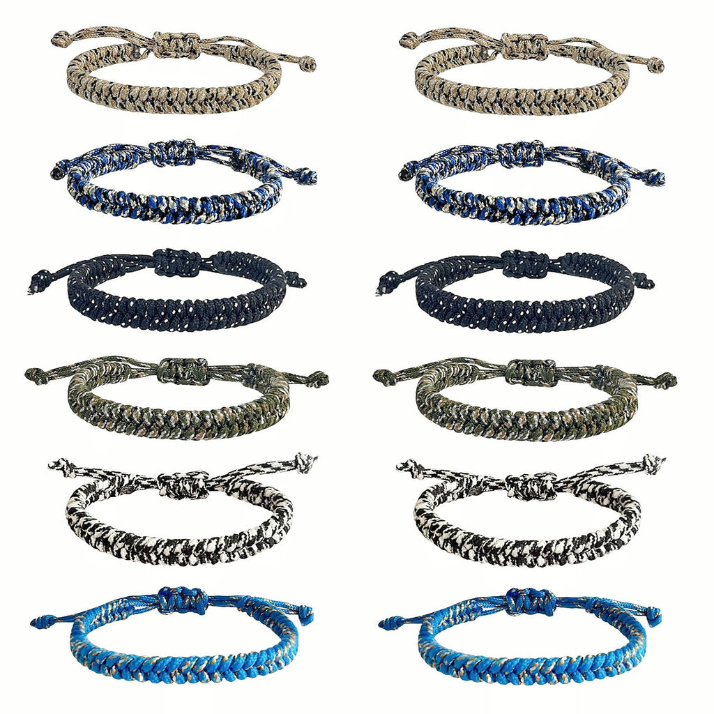 YANMIN 12 Pack Braided Friendship Bracelets – Adjustable Paracord Cord Bracelets for Teen Boys, Easter Basket Fillers, Birthday Party Favors
