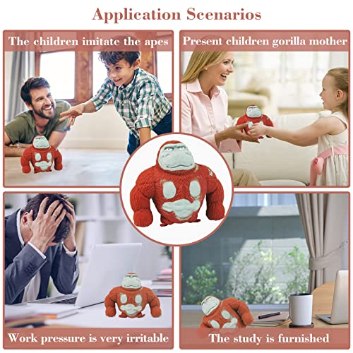 YANZHE Red Squishy Monkey Stress Toy – Soft Stretchable Gorilla for Anxiety Relief, Sensory Play for Kids and Adults