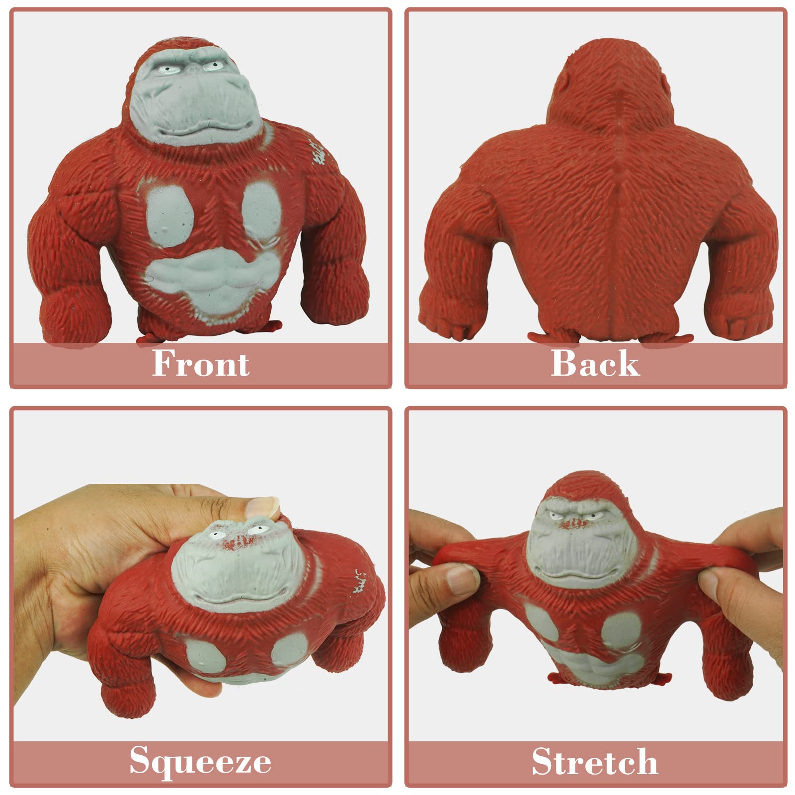 YANZHE Red Squishy Monkey Stress Toy – Soft Stretchable Gorilla for Anxiety Relief, Sensory Play for Kids and Adults
