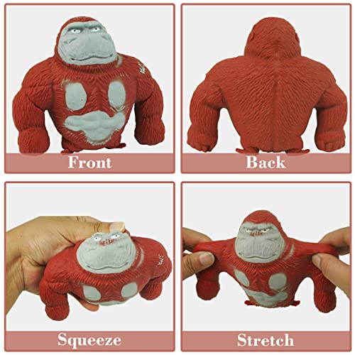 YANZHE Red Squishy Monkey Stress Toy – Soft Stretchable Gorilla for Anxiety Relief, Sensory Play for Kids and Adults