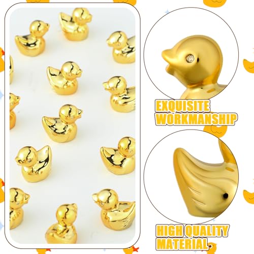 Yaocom 150-Pack Mini Golden Duck Figurines - Gold Plated Metal Statues for DIY Crafts, Garden Decor, Cake Toppers, Party Favors