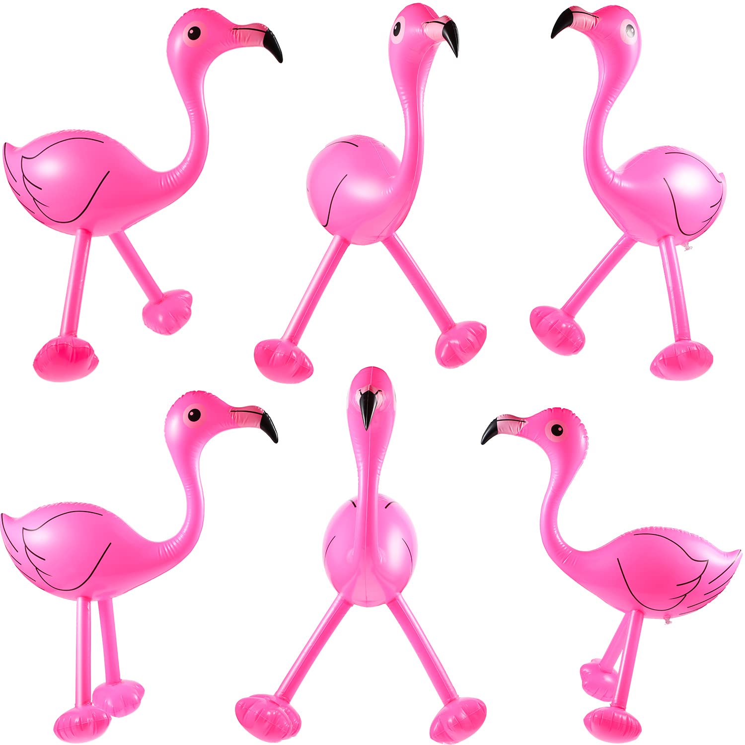 Yaomiao 6-Pack Inflatable Pink Flamingos (22 inch) for Pool Party Decorations, Luau, Bachelorette, Tropical Summer Fun