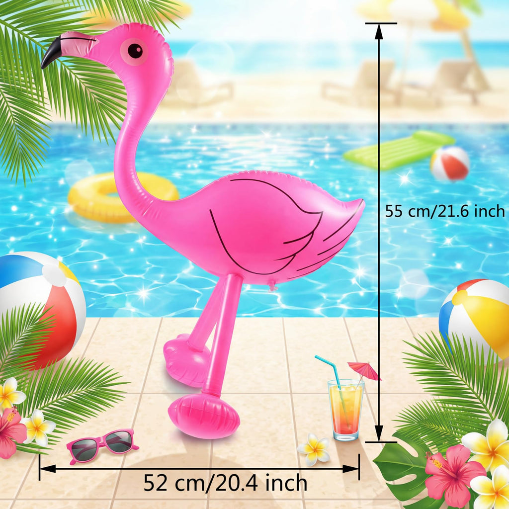 Yaomiao 6-Pack Inflatable Pink Flamingos (22 inch) for Pool Party Decorations, Luau, Bachelorette, Tropical Summer Fun