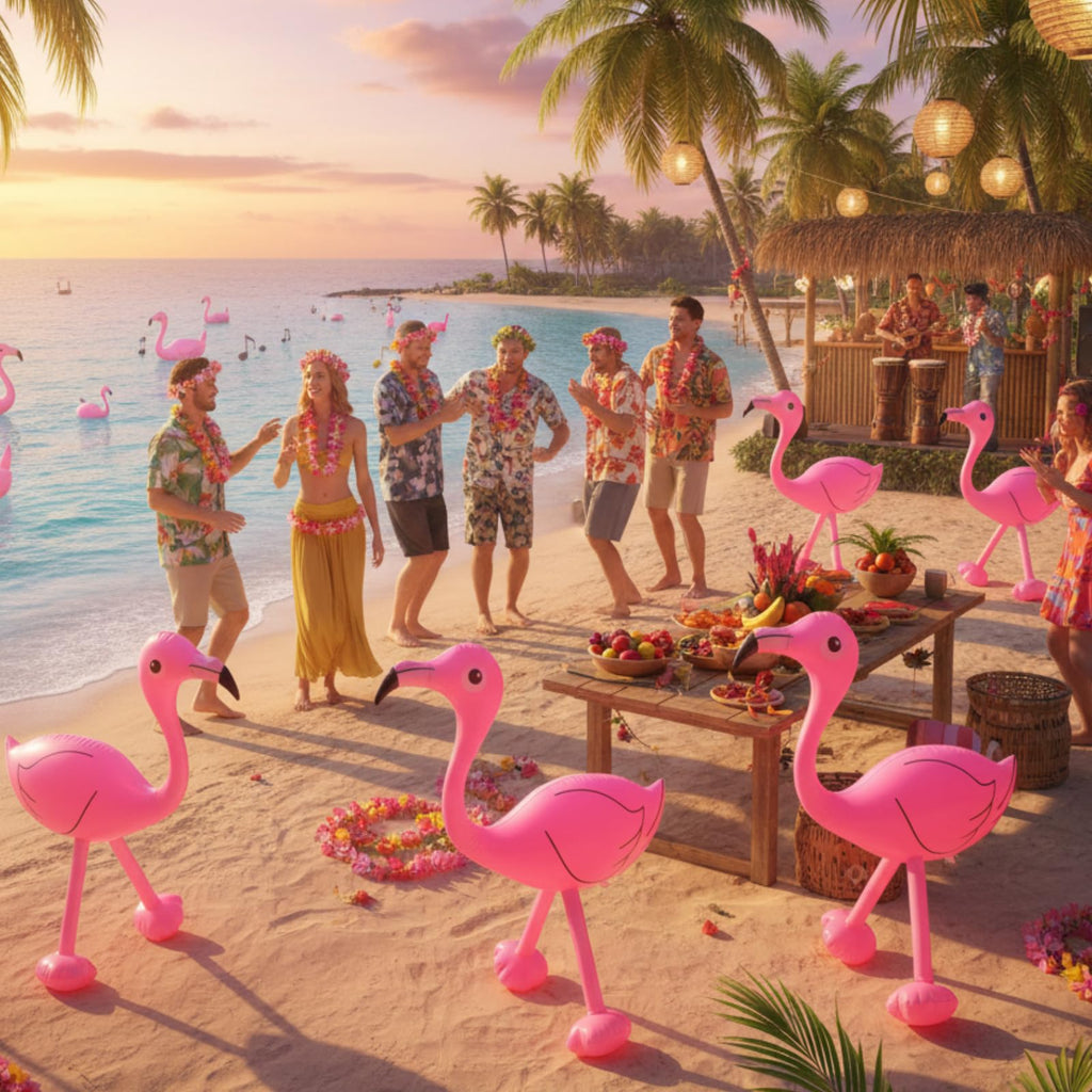 Yaomiao 6-Pack Inflatable Pink Flamingos (22 inch) for Pool Party Decorations, Luau, Bachelorette, Tropical Summer Fun
