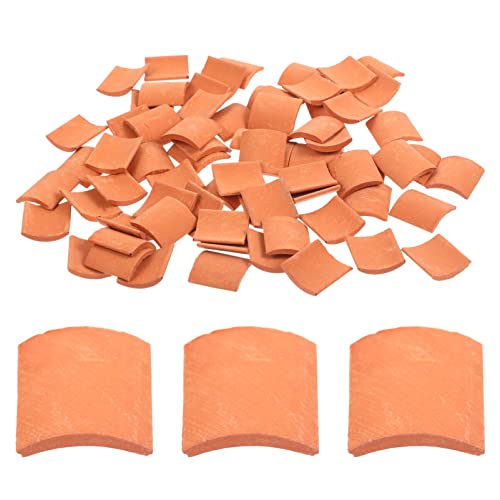 Yardwe 80-Piece Miniature Roof Tiles – 1:16 Scale Pottery Clay for Dollhouse, Diorama, and Model Building