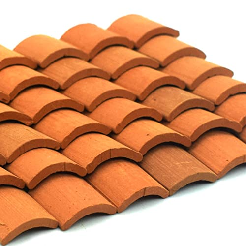 Yardwe 80-Piece Miniature Roof Tiles – 1:16 Scale Pottery Clay for Dollhouse, Diorama, and Model Building
