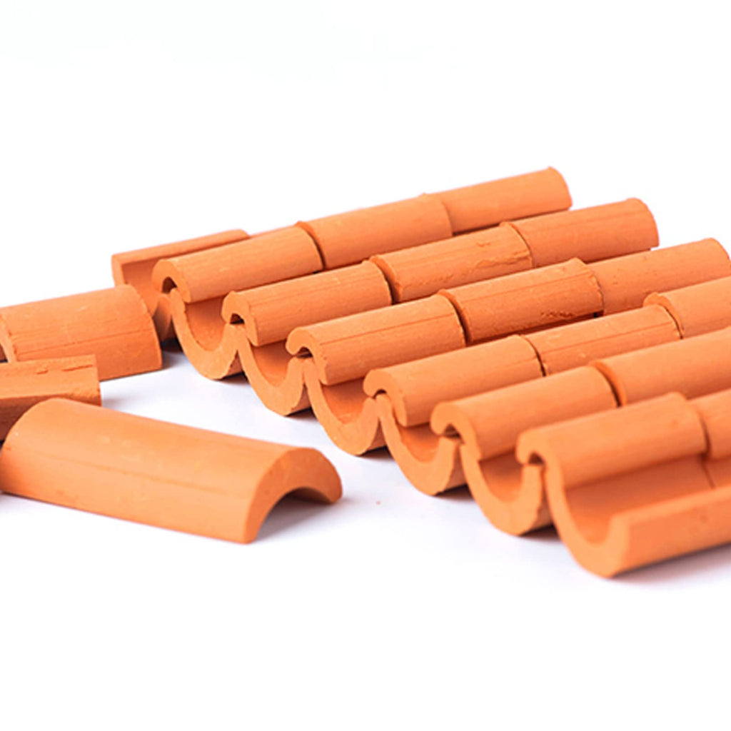 Yardwe 80-Piece Miniature Roof Tiles – 1:16 Scale Pottery Clay for Dollhouse, Diorama, and Model Building