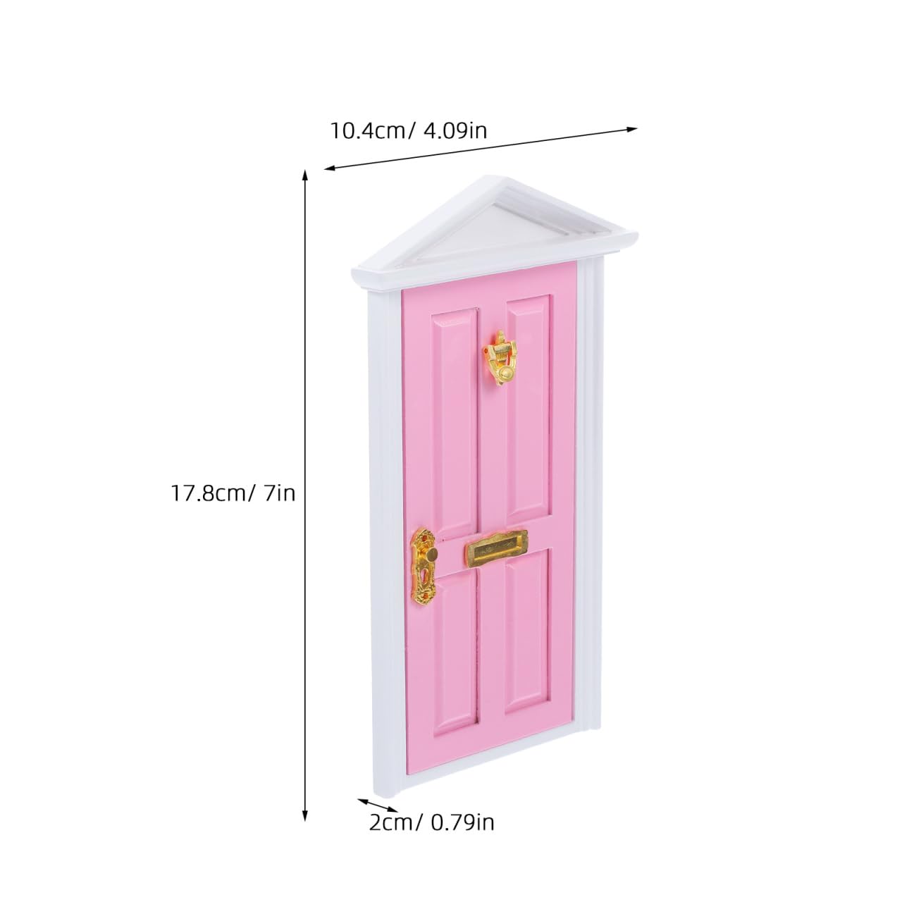 Yardwe Mini Wooden Fairy Door – Pink Hand-Painted 1:12 Scale Dollhouse Accessory with Key