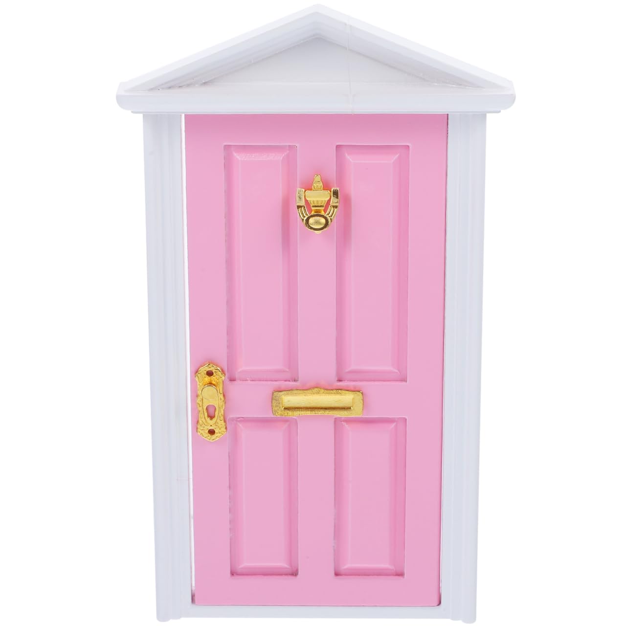 Yardwe Mini Wooden Fairy Door – Pink Hand-Painted 1:12 Scale Dollhouse Accessory with Key