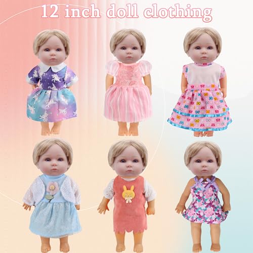 YAYYAY 6-Piece Doll Clothes Set for 10-12 Inch Dolls – Princess Outfits, Swimsuits & Gowns