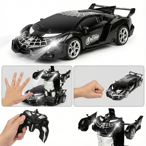 YEJUAWEN EN02 2.4GHz Gesture Control Transforming RC Car – Spider Robot & Race Car, 360° Rotation, Glow-in-the-Dark, for Kids 3-12