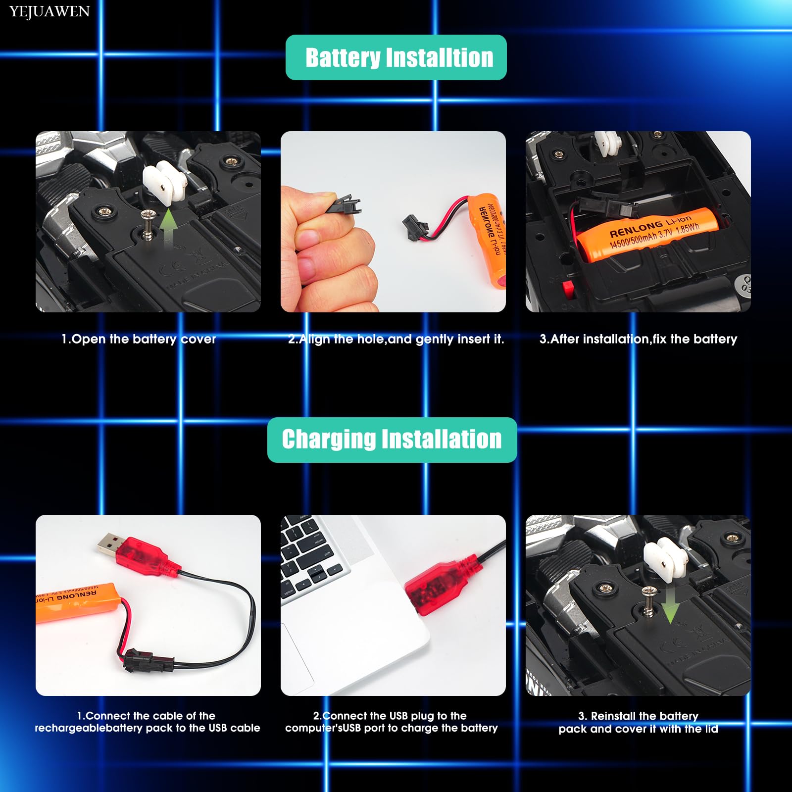 YEJUAWEN EN02 2.4GHz Gesture Control Transforming RC Car – Spider Robot & Race Car, 360° Rotation, Glow-in-the-Dark, for Kids 3-12