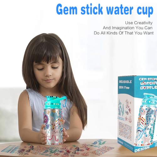 Yekepal Mermaid Gem Diamond Painting Water Bottle Kit – DIY Craft for Girls Ages 4-12