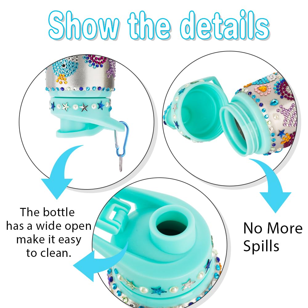 Yekepal Mermaid Gem Diamond Painting Water Bottle Kit – DIY Craft for Girls Ages 4-12
