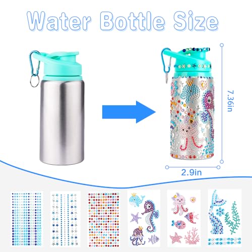Yekepal Mermaid Gem Diamond Painting Water Bottle Kit – DIY Craft for Girls Ages 4-12