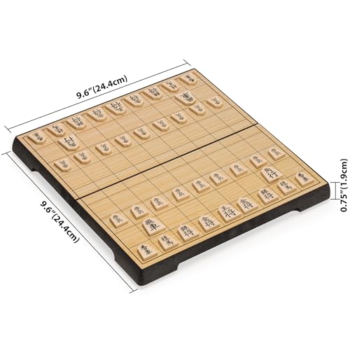 Yellow Mountain Imports Magnetic Shogi Set – 9.6-Inch Travel Japanese Chess Game with 40 Pieces