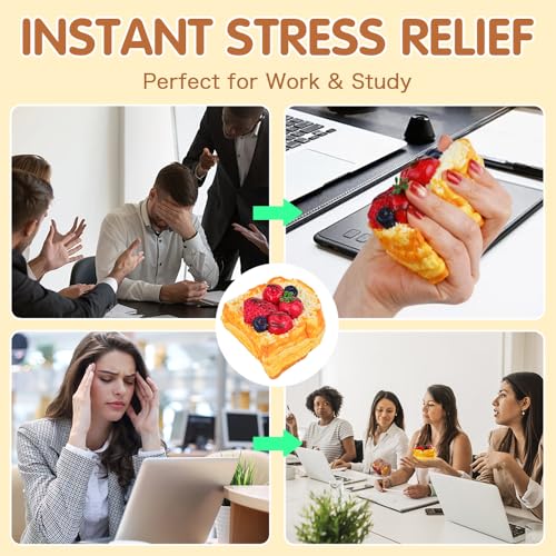 Yenamo Slow Rising Squishy Toast Berries Cream – Silicone Stress Relief Fidget Toy for Adults and Kids