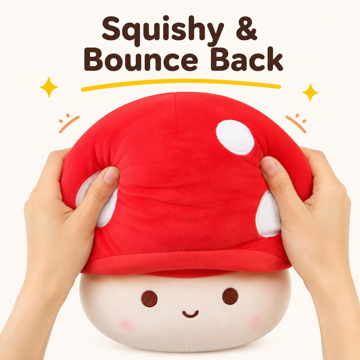 Yeqivo 10 Inch Mushroom Plush Pillow – Cute Red Mushroom Stuffed Animal, Soft Plush Toy Gift for Kids
