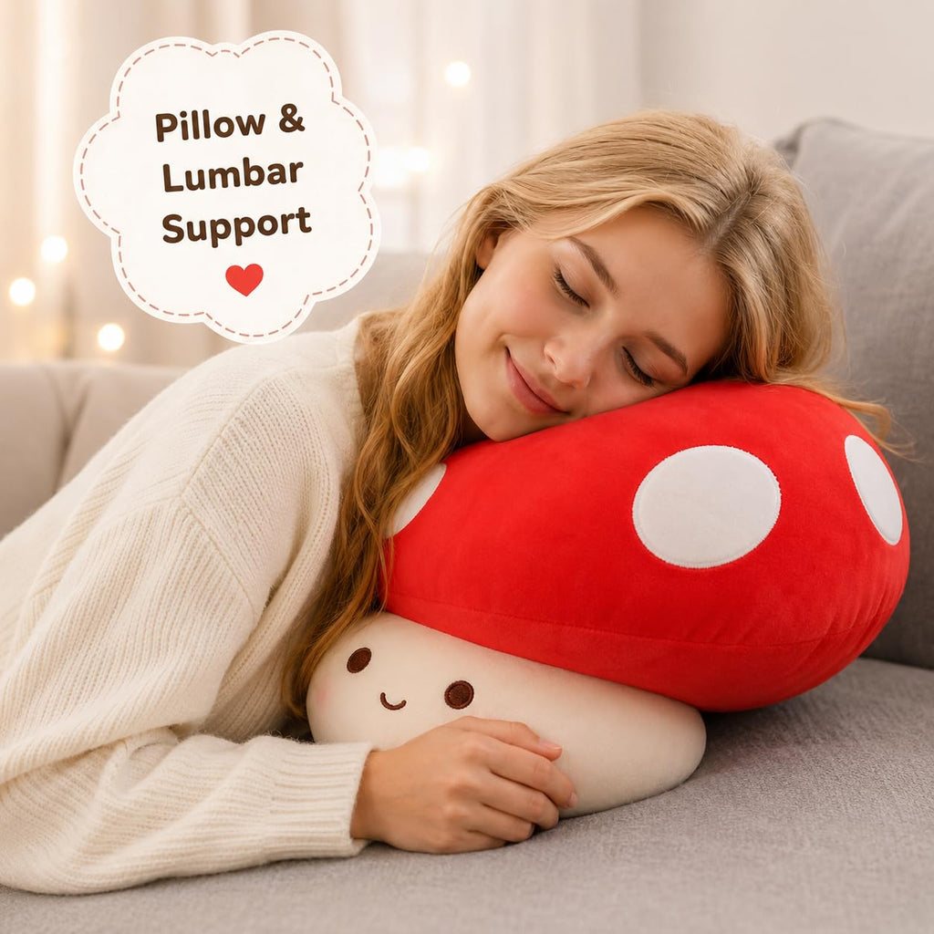 Yeqivo 10 Inch Mushroom Plush Pillow – Cute Red Mushroom Stuffed Animal, Soft Plush Toy Gift for Kids