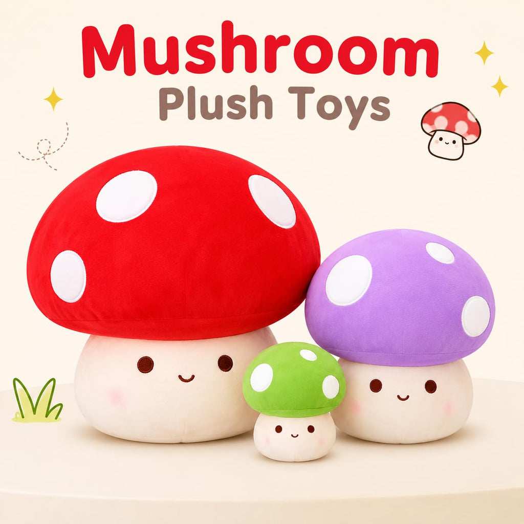 Yeqivo 10 Inch Mushroom Plush Pillow – Cute Red Mushroom Stuffed Animal, Soft Plush Toy Gift for Kids