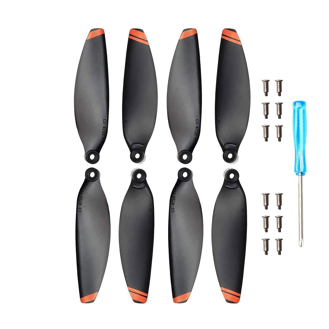 YETEETH 24-Pack Orange Propellers for DJI Mini 2/SE/Mini 4K – Low-Noise Quick-Release Replacement Blades