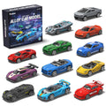 Yewkou 1:64 Scale Die-Cast Metal Toy Cars 12-Pack - Pickup, Racing, and Sports Cars for Kids Age 3+