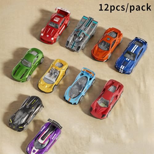 Yewkou 1:64 Scale Die-Cast Metal Toy Cars 12-Pack - Pickup, Racing, and Sports Cars for Kids Age 3+