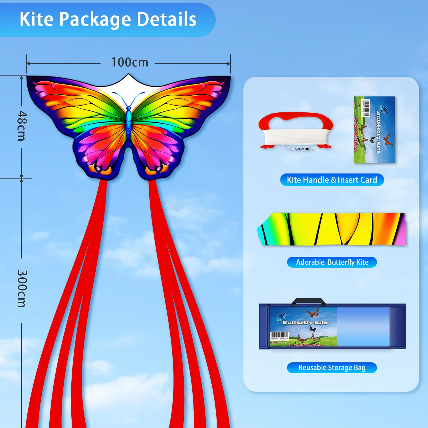 YFAFENGS Double Kite Set: Butterfly & Skull Kites for Kids and Adults, Easy to Fly and Portable