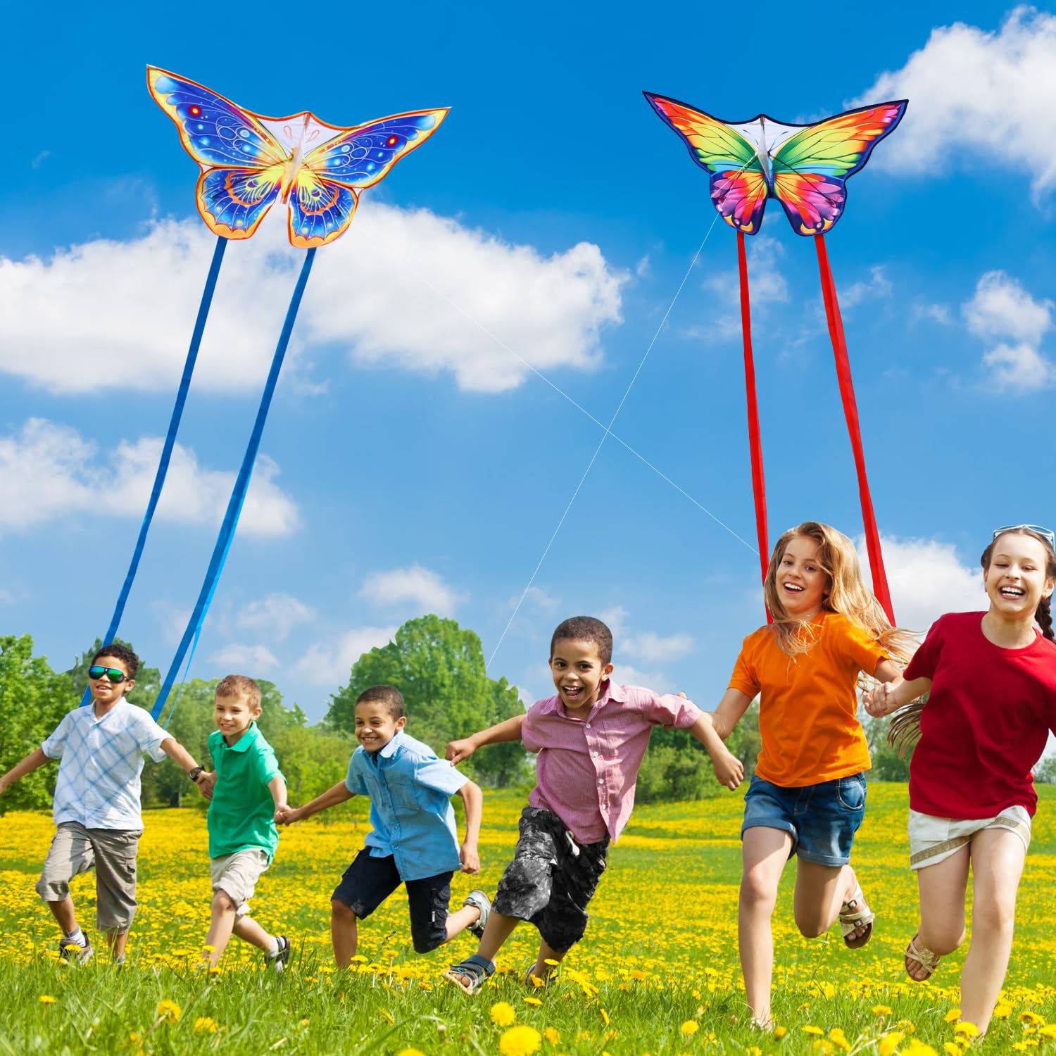 YFAFENGS Double Kite Set: Butterfly & Skull Kites for Kids and Adults, Easy to Fly and Portable
