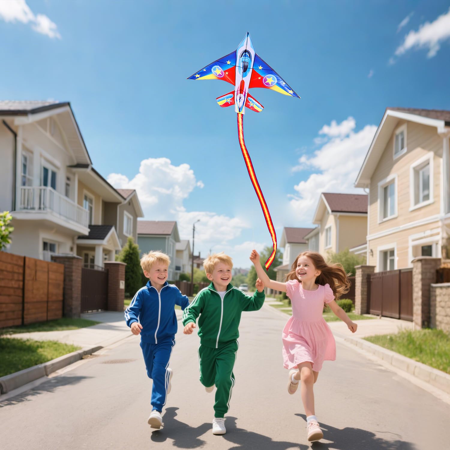 YFAFENGS Fighter Jet Kite for Kids & Adults - Easy Fly Single Line Airplane Kite with Long Tail, 56.7 Inch Large Outdoor Kite for Beach Park