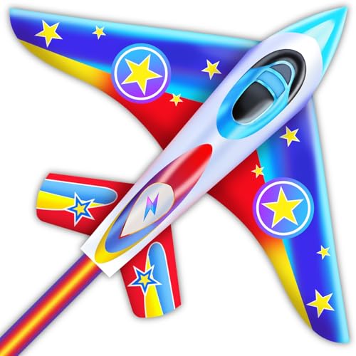 YFAFENGS Fighter Jet Kite for Kids & Adults - Easy Fly Single Line Airplane Kite with Long Tail, 56.7 Inch Large Outdoor Kite for Beach Park