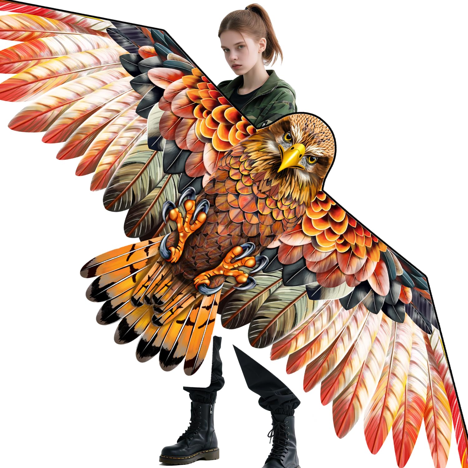 YFAFENGS Giant Red Eagle Kite – Durable Outdoor Kite for Adults and Kids, Easy to Fly at Beach or Park