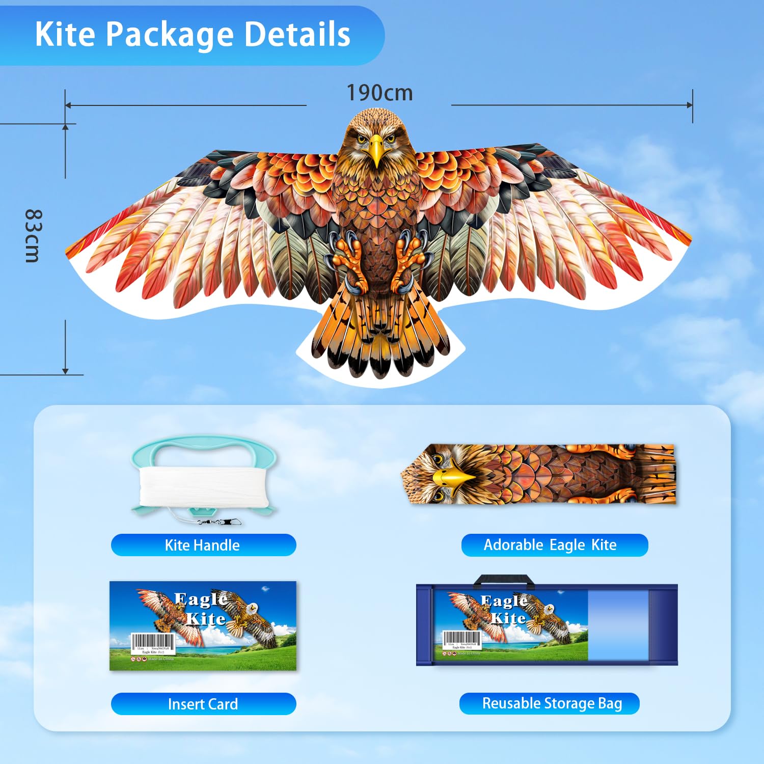 YFAFENGS Giant Red Eagle Kite – Durable Outdoor Kite for Adults and Kids, Easy to Fly at Beach or Park