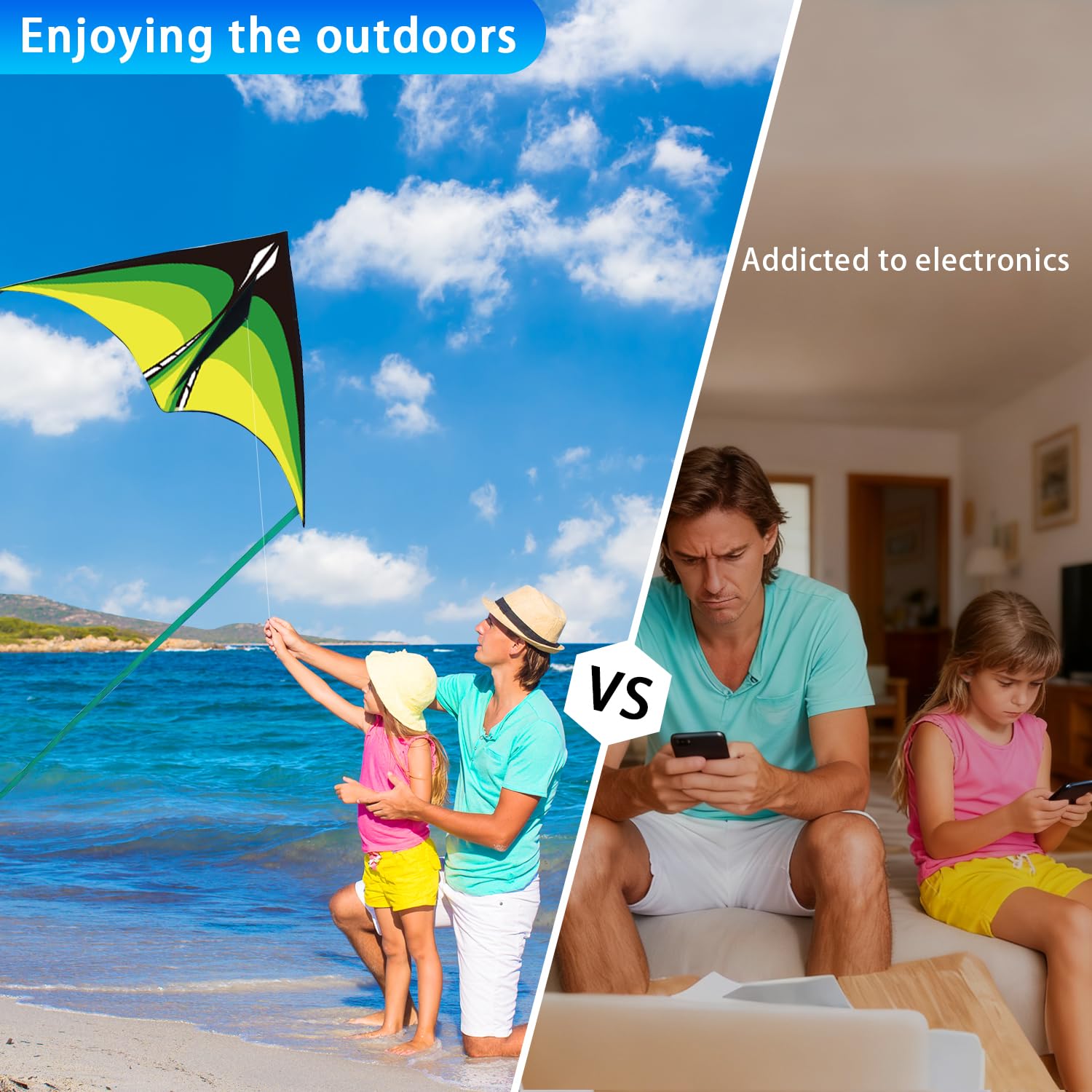 YFAFENGS Large Delta Kite for Kids & Adults – Easy to Fly with Line and Handle, Ripstop Polyester