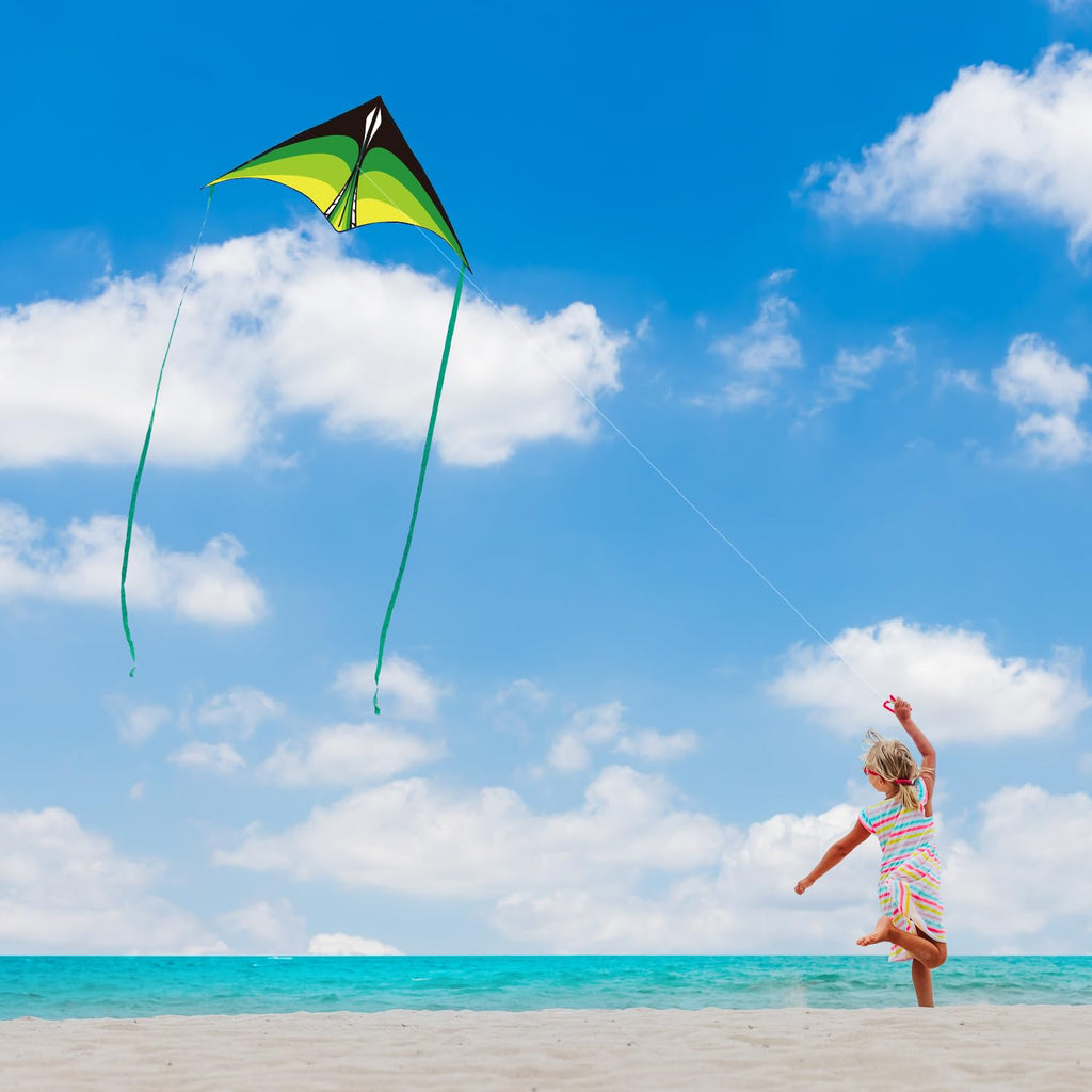YFAFENGS Large Delta Kite for Kids & Adults – Easy to Fly with Line and Handle, Ripstop Polyester