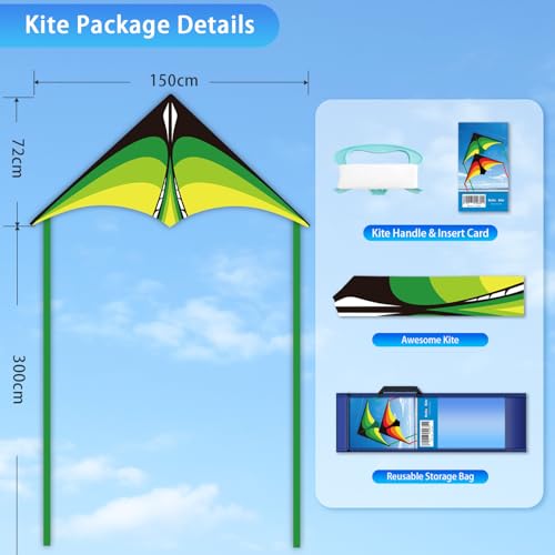 YFAFENGS Large Delta Kite for Kids & Adults – Easy to Fly with Line and Handle, Ripstop Polyester