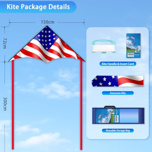 YFAFENGS Large Delta Kite for Kids & Adults – Waterproof, Easy to Fly with Line and Handle
