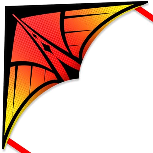 YFAFENGS Large Delta Kite Orange – Easy-to-Fly Outdoor Kite for Kids and Adults, Includes Line and Handle