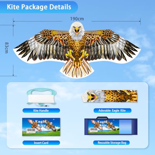 YFAFENGS Realistic Bald Eagle Kite – Durable Polyester Kite for Adults & Kids, Easy to Fly at Beach or Park